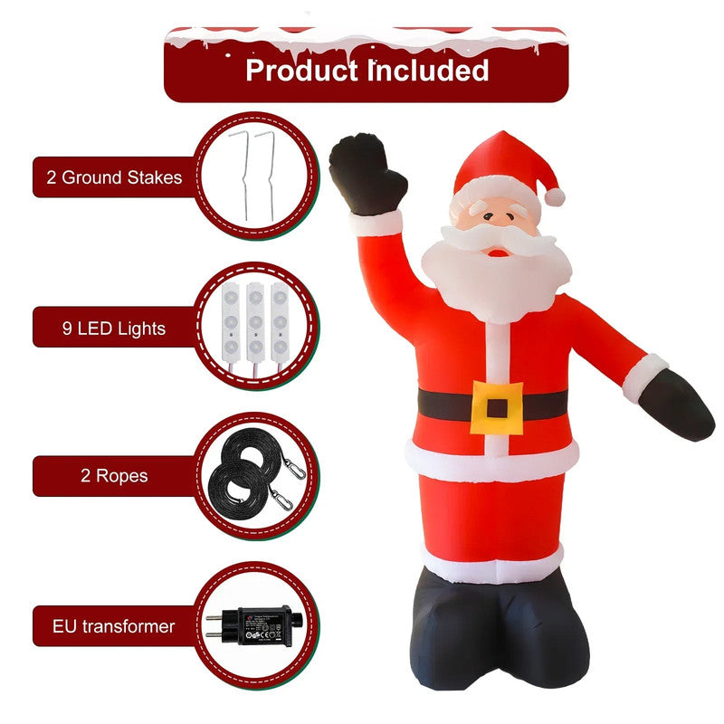 8Ft Tall Inflatable Santa Claus With 9 Led Lights - Image 6