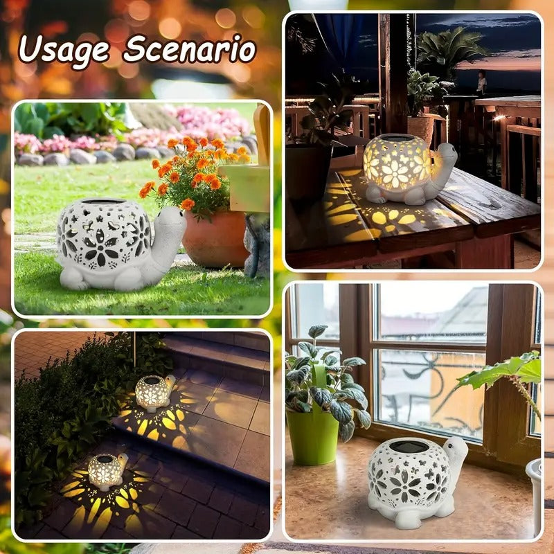 Solar Powered Turtle Light Resin Statue - Image 5