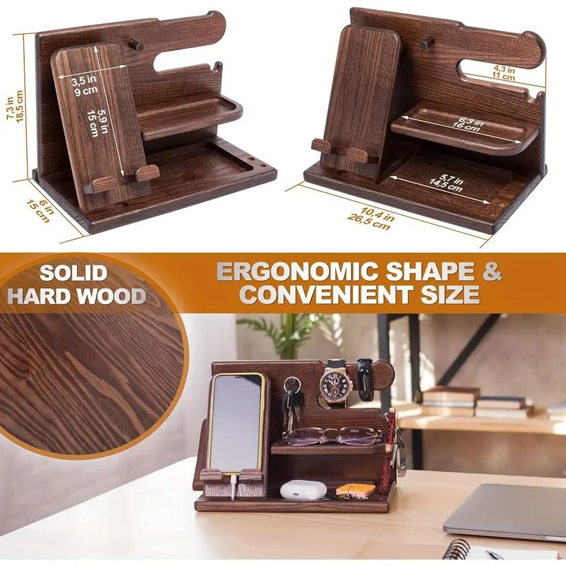Wooden Desk Organizer Phone Docking Station Stand - Image 5