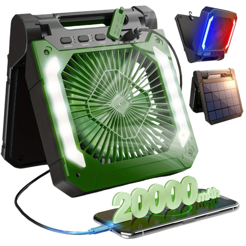 20000mAh Solar Camping Fan with LED Light - Image 6