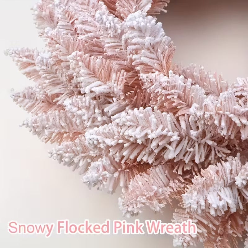 Pink Snowy Pine Christmas Wreath - Image 4