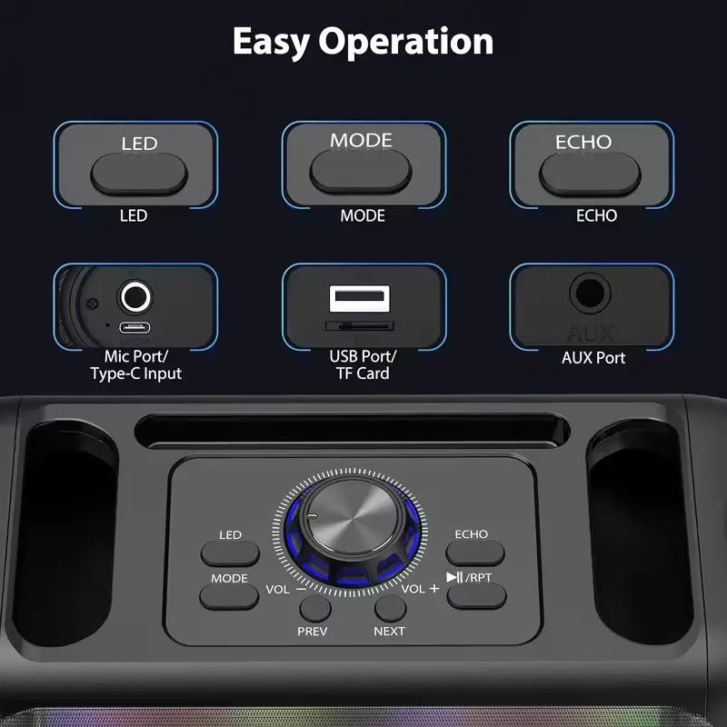 Portable Karaoke Speaker with 2 Wireless Microphones - Image 5