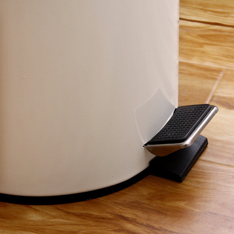 5L Round Lidded Trash Can Foot Pedal Garbage Bin for Kitchen Bathroom Hotel-White - Image 9