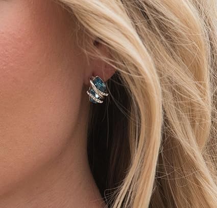 Infinity Love Heart Birthstone Earrings for Women, Crystal Stud Earrings with Healing Stones, Allergy-Free Jewelry for Women with Gift Box, Silver-tone Birthstone Crystals Earrings-03-March December Birthstone-Aquamarine Blue - Image 2