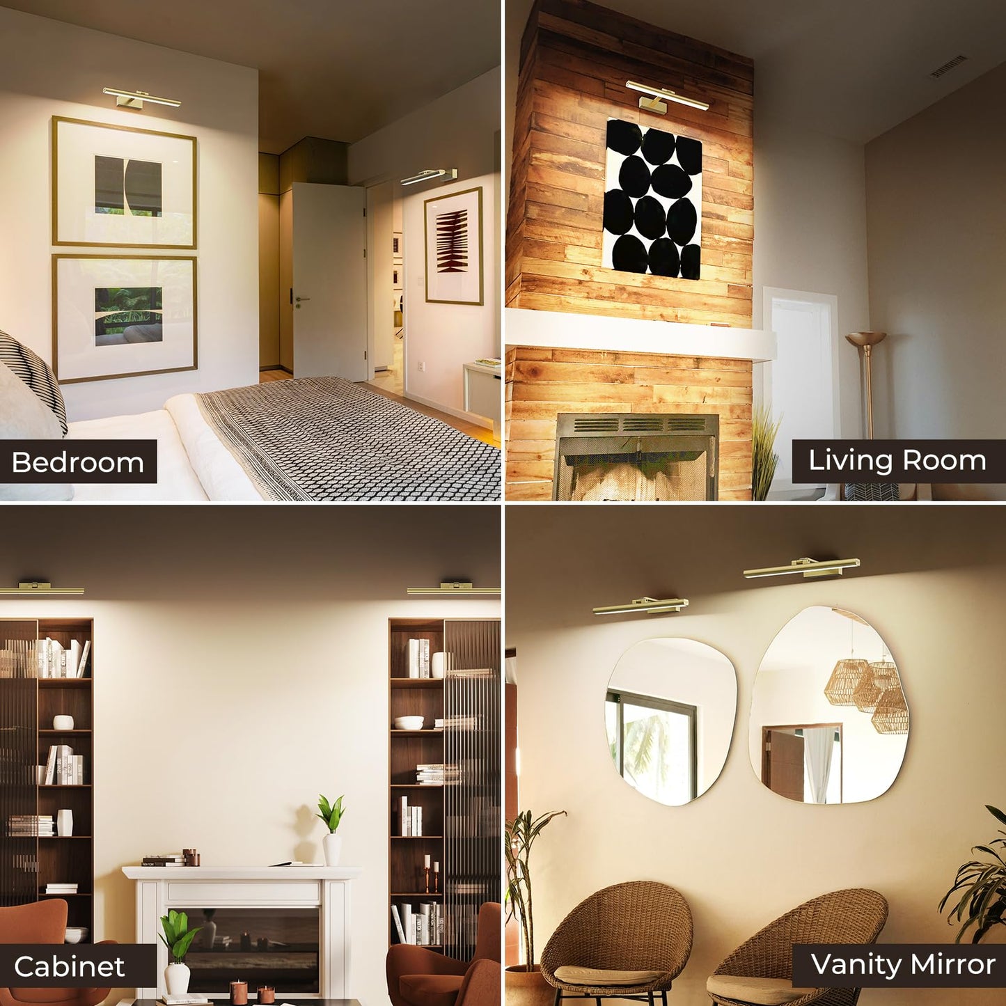 Wireless Picture Lights for Wall, Battery Operated Wall Light for Painting Rechargeable CCT Rotatable Art Gallery Light with Remote Dimmable Timer for Artwork Frame Display Dartboard (Gold, 16inch) - Image 8