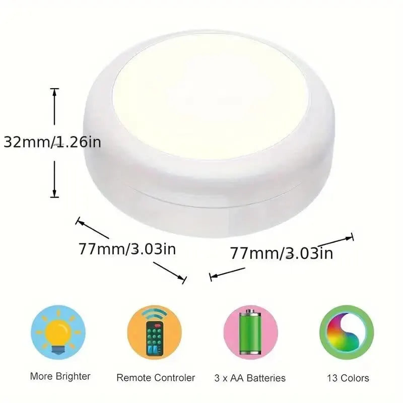 6 Pack RGBW LED Cabinet Lights, Remote Control, Battery Powered - Image 6