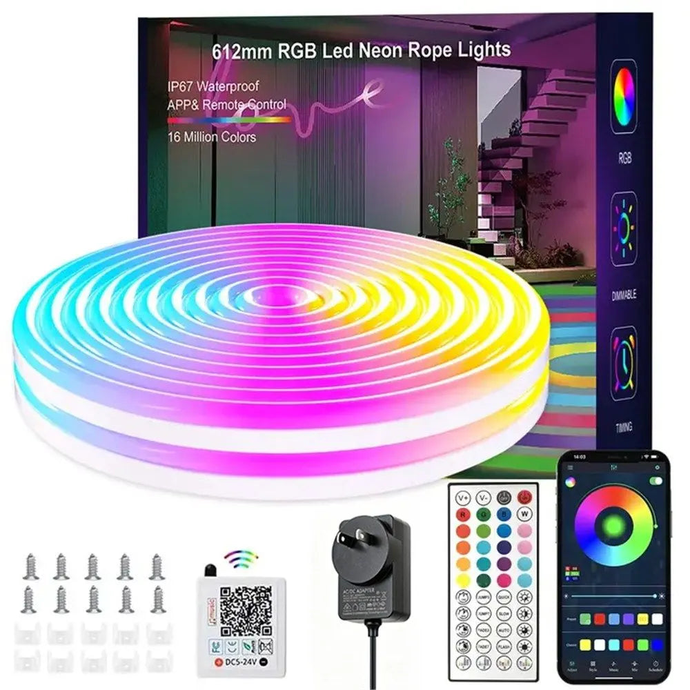 32.8ft LED Neon Rope Lights with APP/Remote Control,Flexible DIY Design,Music Sync Neon Lights for Wall Decor,Outdoor IP67 Waterproof, RGB Rope LED Lights for Bedroom,Livingroom,Gaming,Party - Image 8