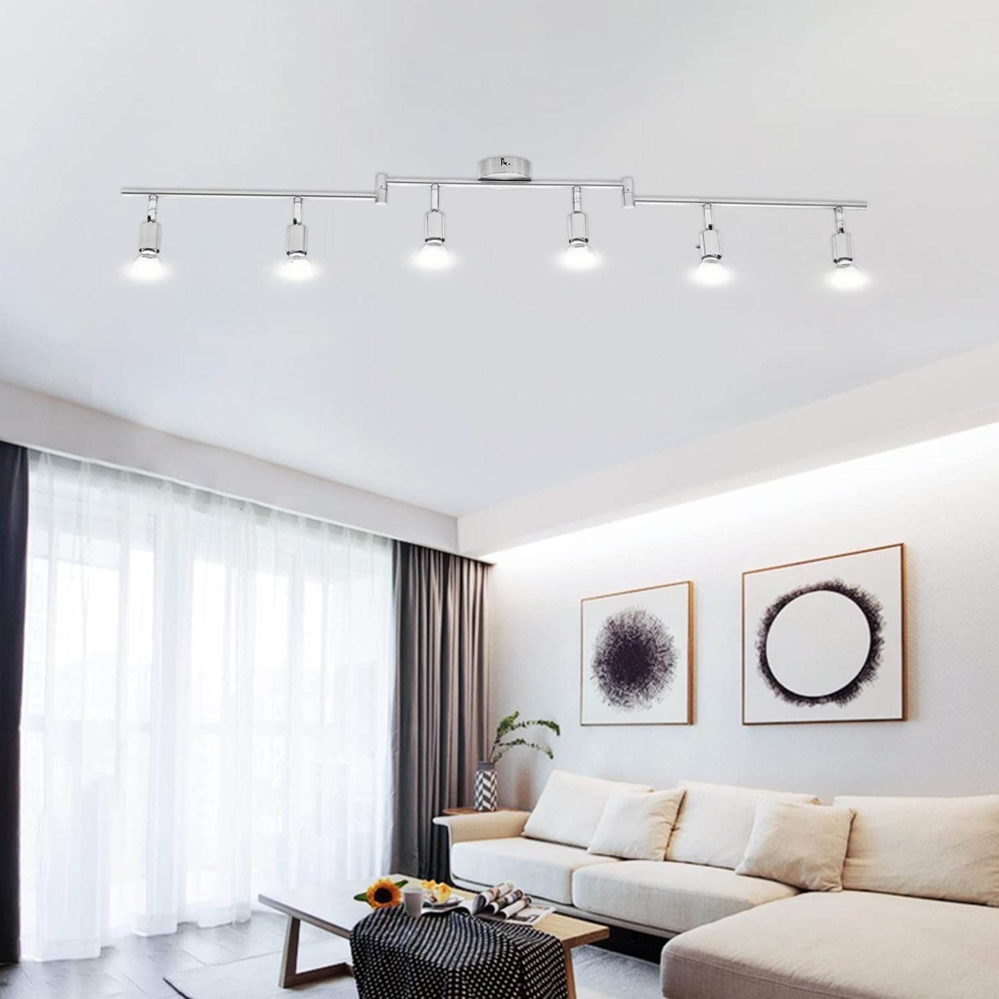 Kitchen Lights, 6-Light Ceiling Lighting Kits, Swivelling Ceiling Spotlight for Bedroom, Kitchen and Living Room(GU10 LED Bulbs not Included) (Brush Nickel) - Image 6