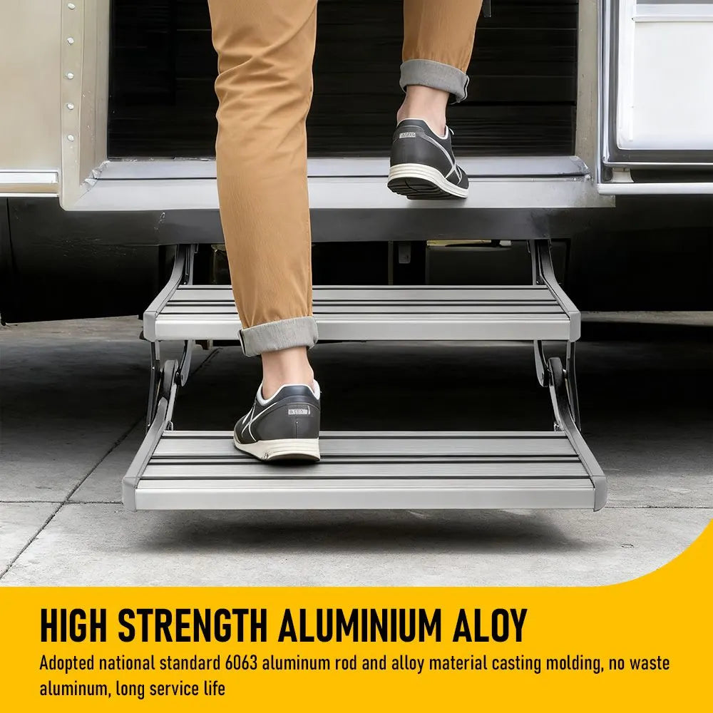 Heavy Duty Double Aluminium Caravan Step – Anti-Slip RV Entry Step, Stable 2-Tier Camping Step, Durable Outdoor Access Step, 54.5 x 77.5 x 30cm - Image 9