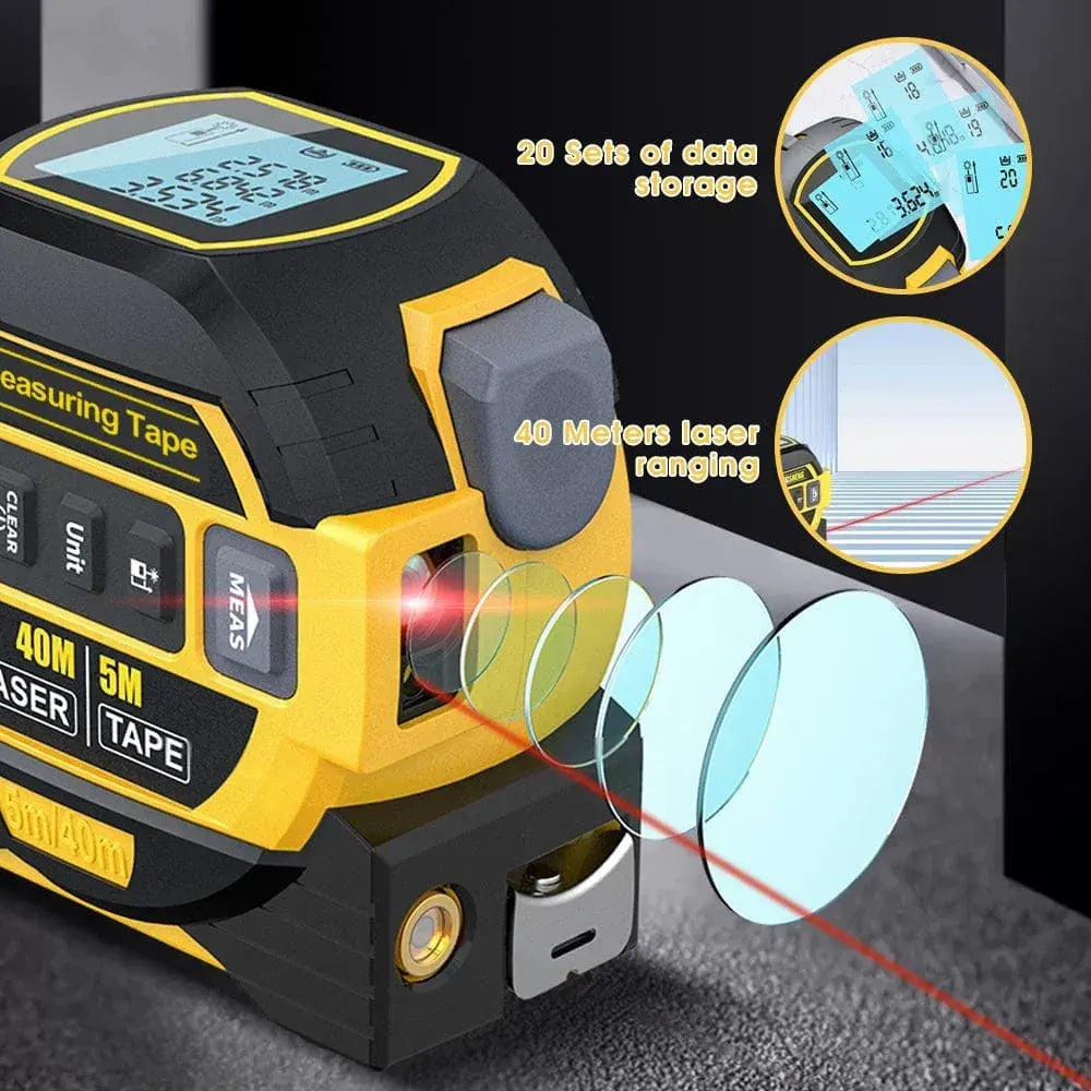 40m Laser Measure, Cross-line Laser Level, 5m Tape Measure Yellow - Image 4