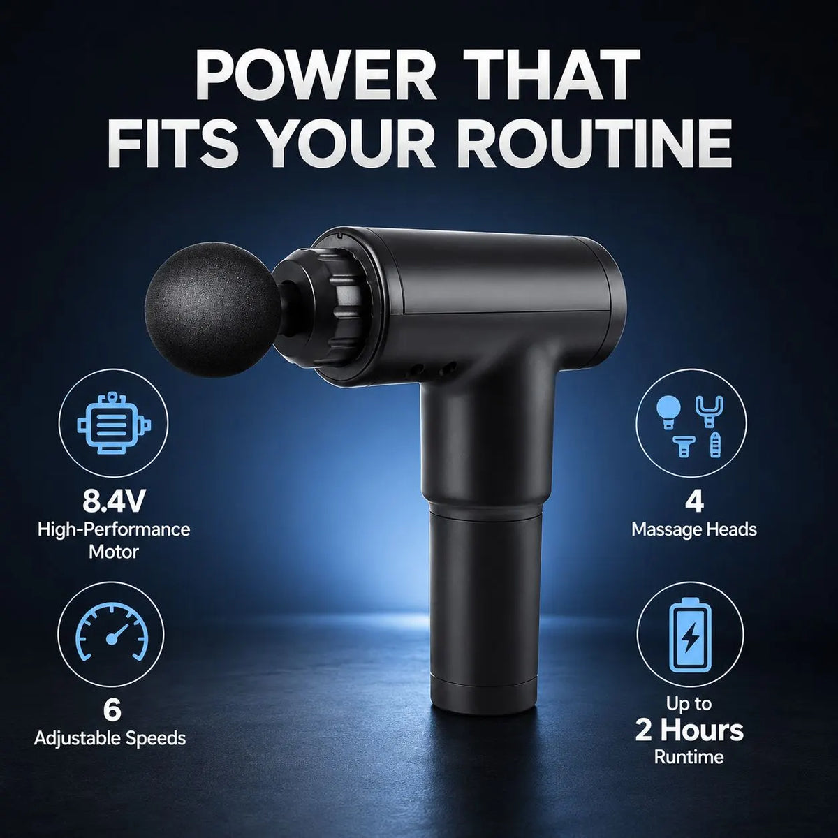 Aumerage Impact Massage Gun – 6 Speed Deep Tissue Muscle Massager with 4 Interchangeable Heads, Rechargeable Handheld Body Massager for Gym & Home - Image 9