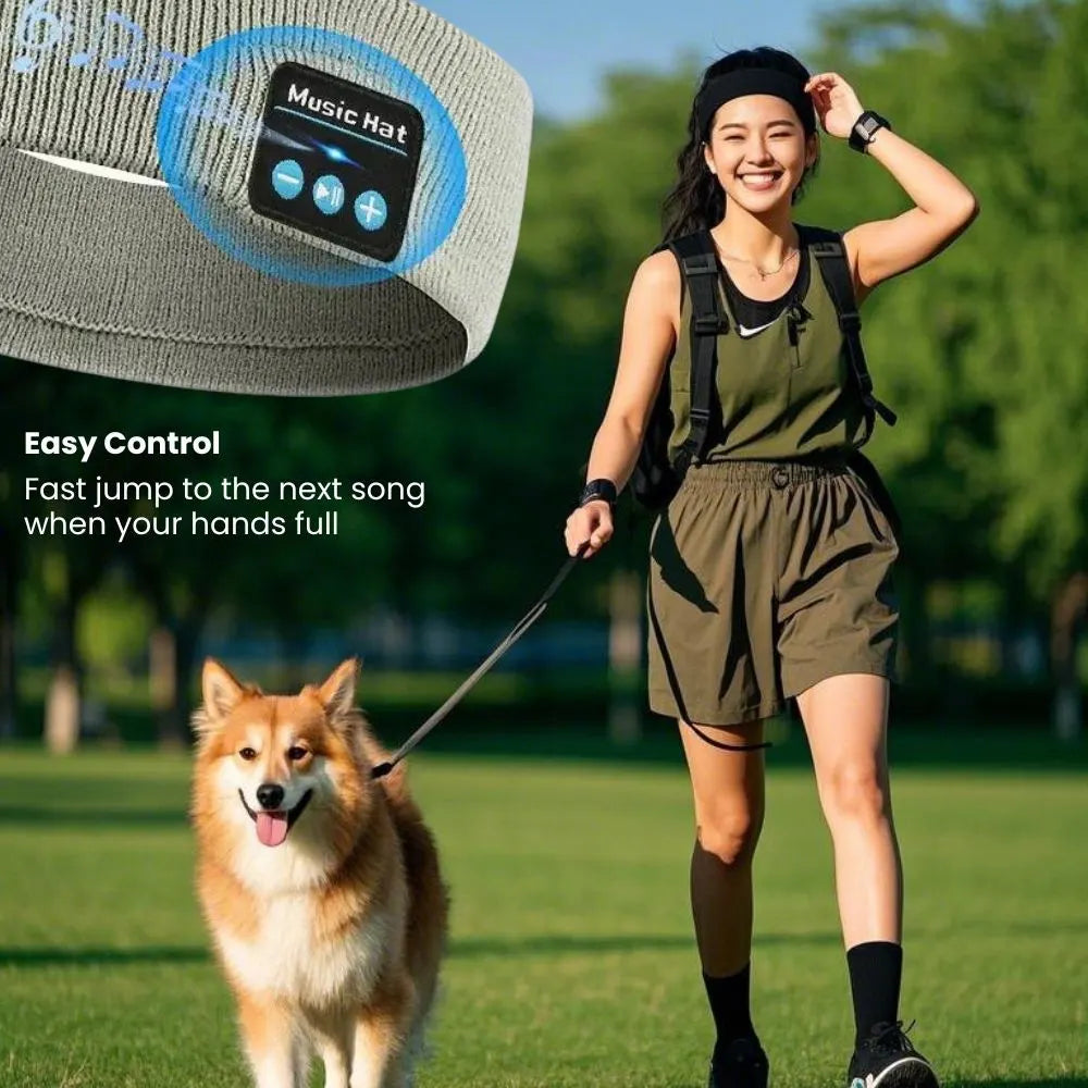 Headset Bluetooth 5.0 Wireless Stereo Earbud Headphone Sports Headband w/Mic-Grey - Image 4
