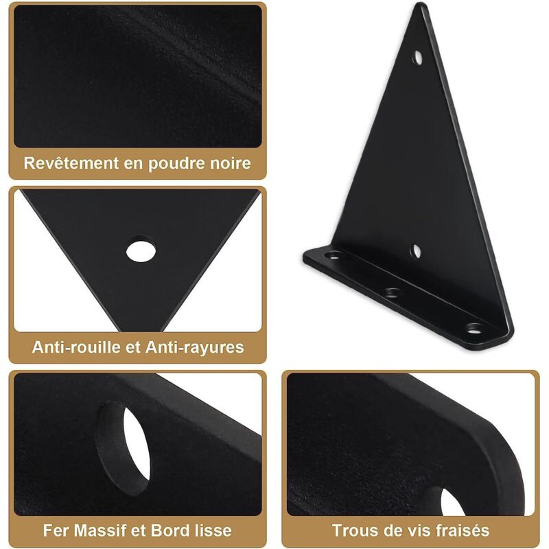 Package Triangle Shelf Brackets, 14cm Iron Floating Shelf Brackets, Metal Wall Mounted Shelf Brackets for DIY Open Shelf Ikodm - Image 4
