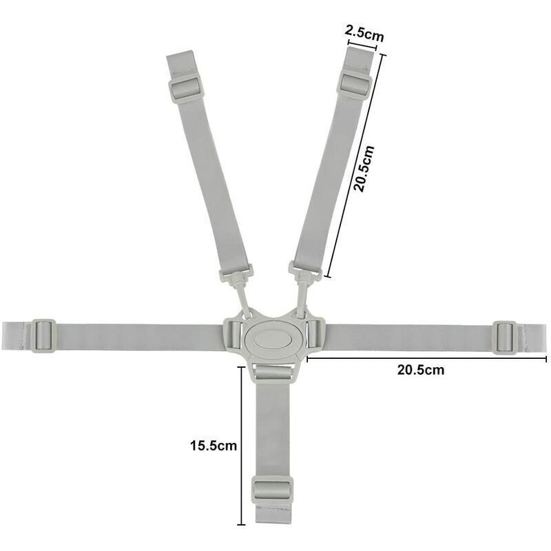 Adjustable 5-Point Safety Harness for Child Seats and Strollers, Gray - Compatible with Most Brands - Image 5
