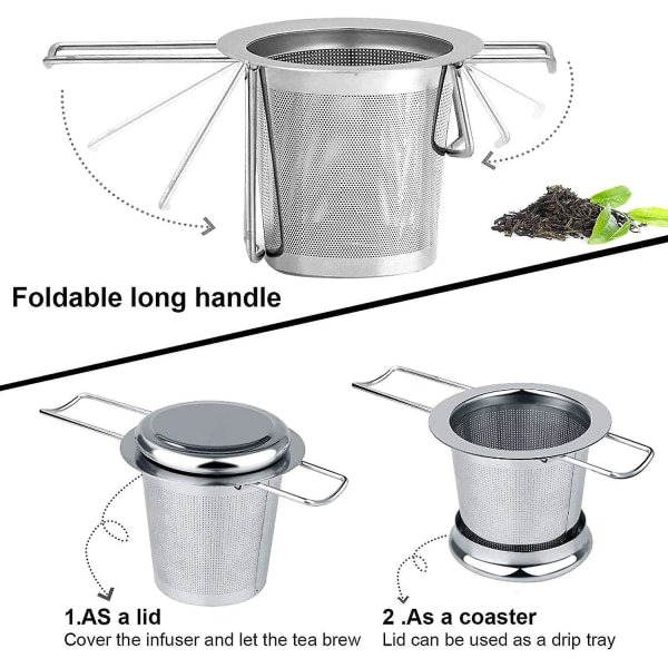 Tea filter, stainless steel tea strainer, tea strainer, tea infuser Tea strainer with lock, tea filter with fine holes, foldable handle design Suitable for - Image 3