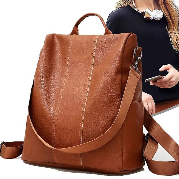 Women's Backpack Women's Leather Backpack School Bag Black/Brown Large Capacity All Match Fashion 1st Black - Image 4