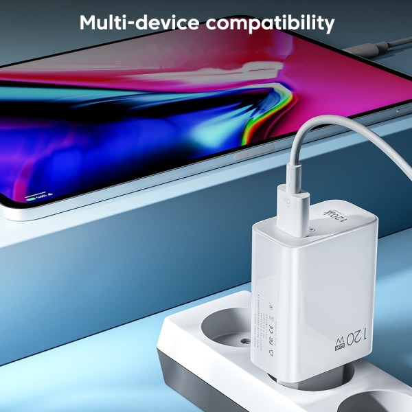 120W USB C Fast Charger Huawei Samsung Xiaomi Compatible with QC3.0 Type C Cable 10A EU White - Image 5