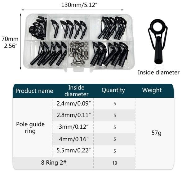 Fishing Rod Repair Kit 35pcs Alconite Ceramic Guide Rings Rod Eye Guides Wear-Resistant Compatible with Various Brands - Image 5
