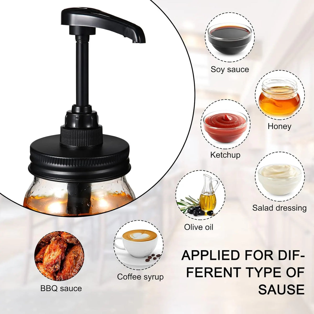 4 Pack Mason Canning Jar Syrup Dispenser Coffee Syrup Dispenser Pump Lids Set with Labels and Pen Honey Pump for 16 oz Regular Mouth Mason Canning Jars - Image 3