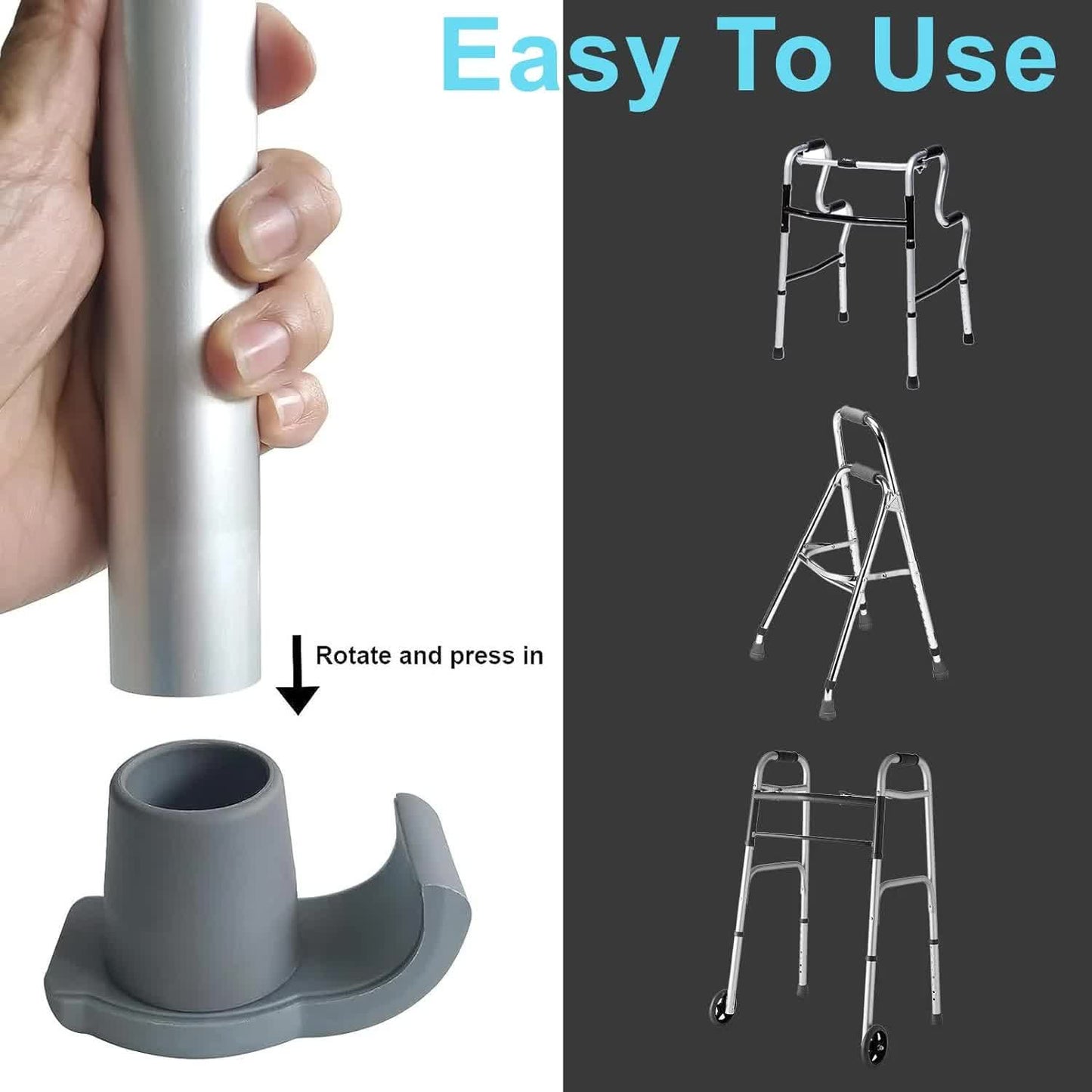 4 Pack Walker Skis Glides, Universal Walker Accessories for Seniors Mobility Aid Accessory - Image 4