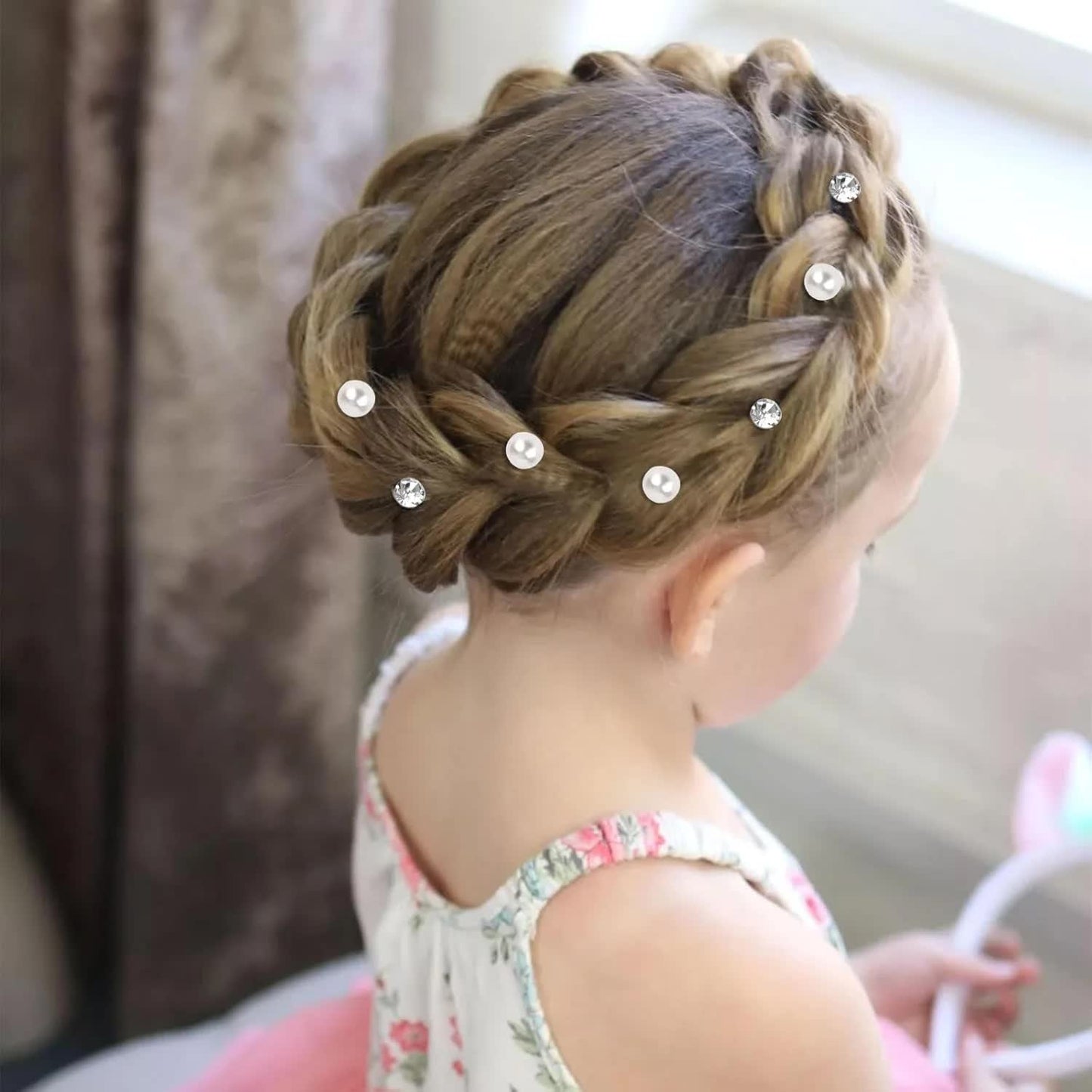 40 Pcs Mini Rhinestone Hair Clips Tiny Pearl Hair Clips Decorative Hair Clips Sparkly Crystal Hair Pins Silver White Hair Clips Wedding Bridal Hair Accessories for Girls Women - Image 4