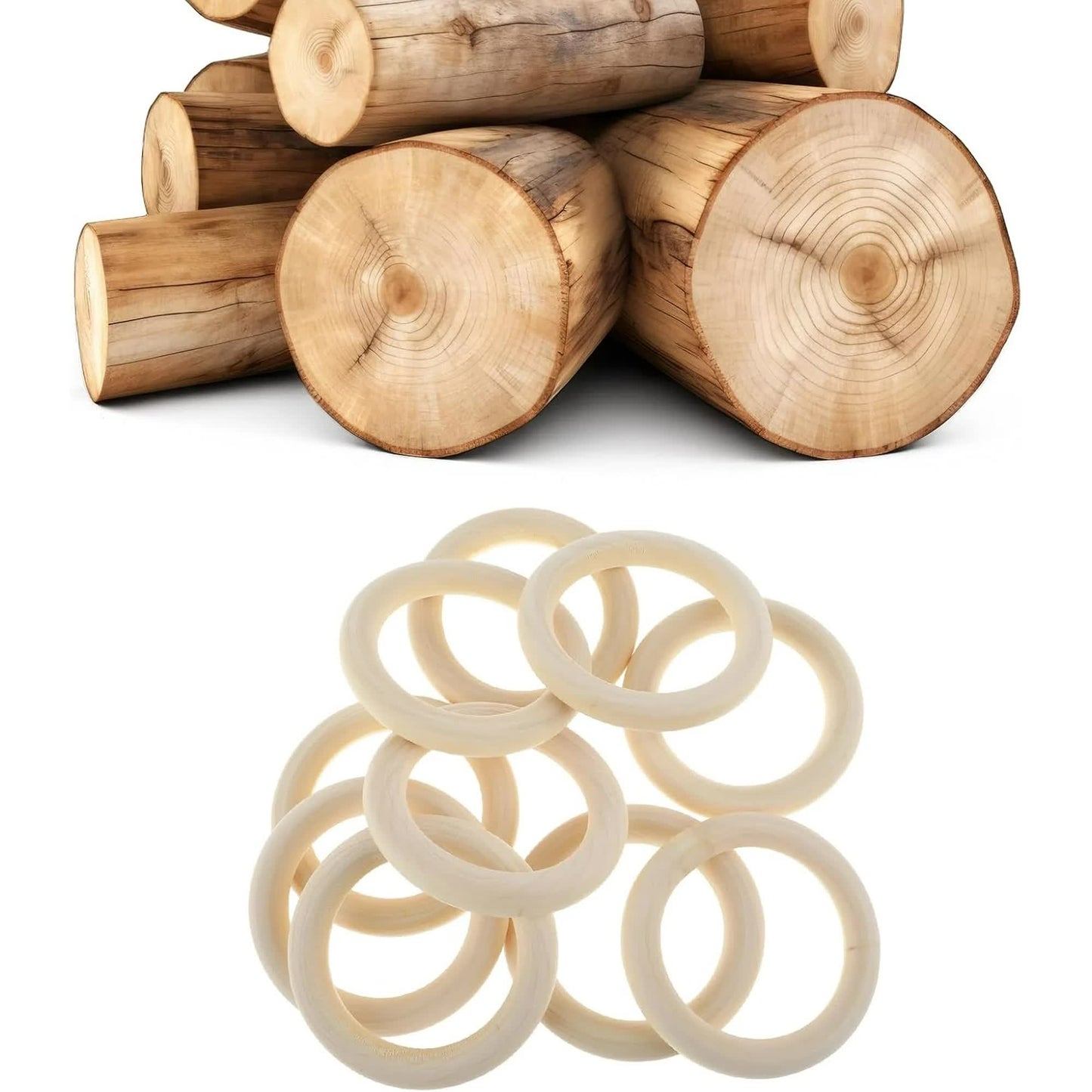 10 Pcs Unfinished Natural Wooden Rings for Crafts 70mm/3 Inch Wooden Rings Macrame Wooden Rings Without Paint for Crafts DIY Pendant Connectors Jewelry Making Macrame Supplies - Image 4