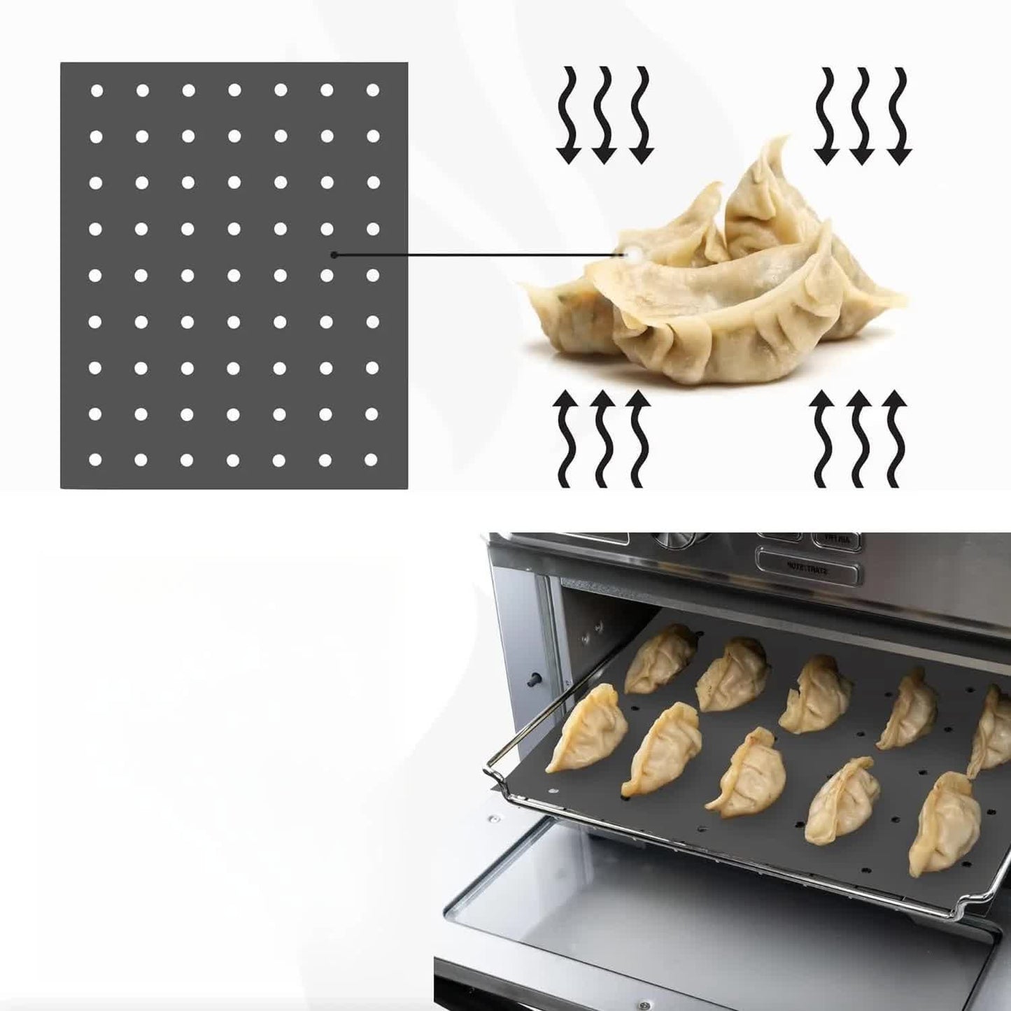 Reusable Liners for Toaster Oven Air Fryer 9 x 11 Accessories Compatible with Breville, Black & Decker, Cuisinart, Emeril Lagasse + More, Perforated Non-Stick Mats for Baking,Cooking,Oven Rack - Image 4