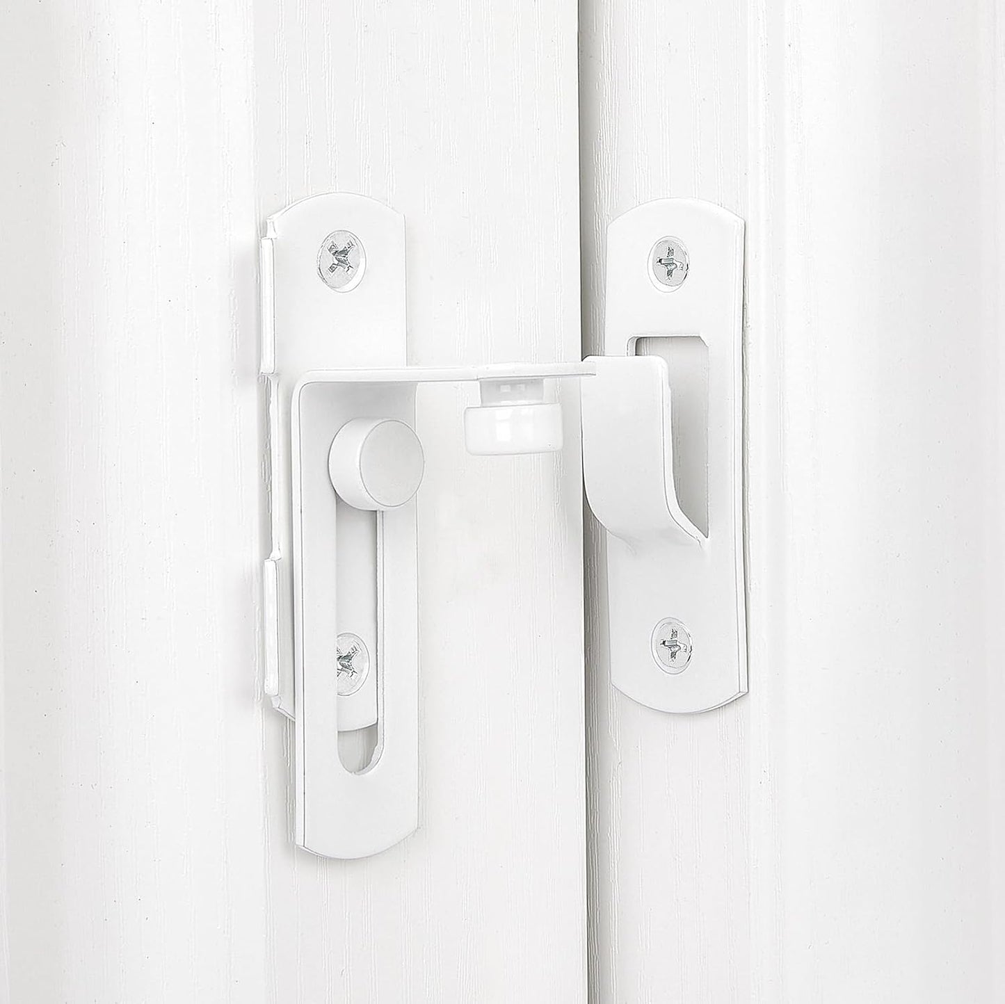 4 Packs Flip Door Sliding Latches,White 90 Degree Stainless Steel Bar Gate Latches Safety Door Lock,Sliding Door Antique Lock Gate Latches Wine Cabinet Carbon Steel Closet Door Latches White White - Image 4
