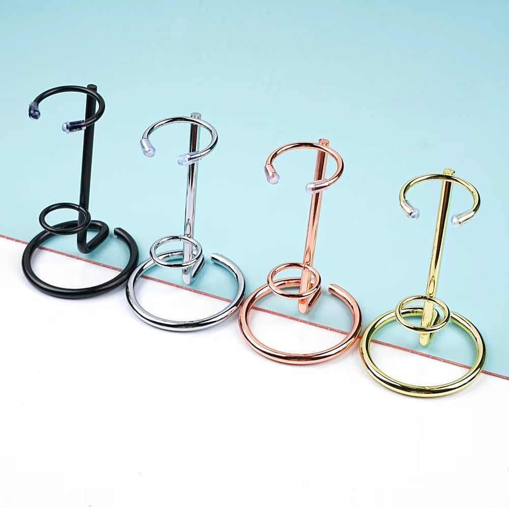 4 Pieces Small Crystal Rod Display Stand - Elegant Iron Gemstone and Mineral Holder, Geode Holder for Small Gemstone Crystal Mineral Agate Two Sizes 2.4x3.7 Inch 3.38×5.11 Inch Size (silver, large) - Image 4