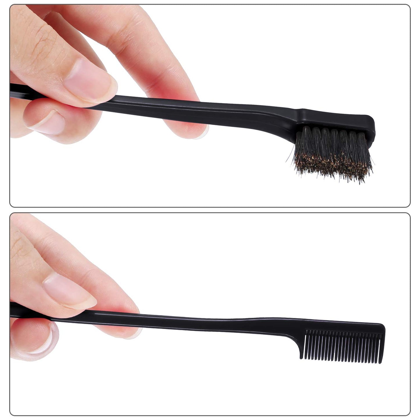 10 Pcs Edge Brush 2-in-1 Double Sided Hair Edges Brushes and Combs Combo Pack, Smooth Grooming and Edge Control (Rose and Black) Rose and Black - Image 4