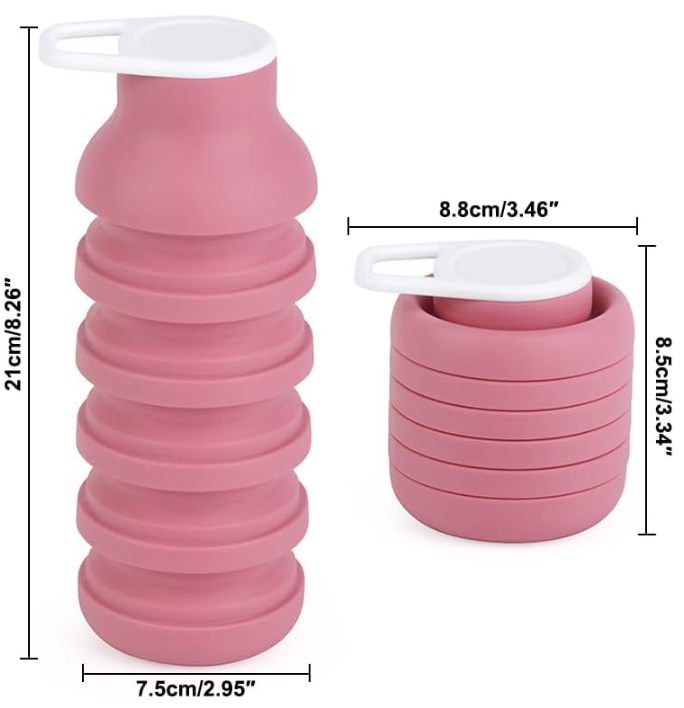 Collapsible Sport Bottle Retractable Outdoor Reuseable Foldable Drinking Cup Creative Large-capacity Sports(Pink) - Image 4