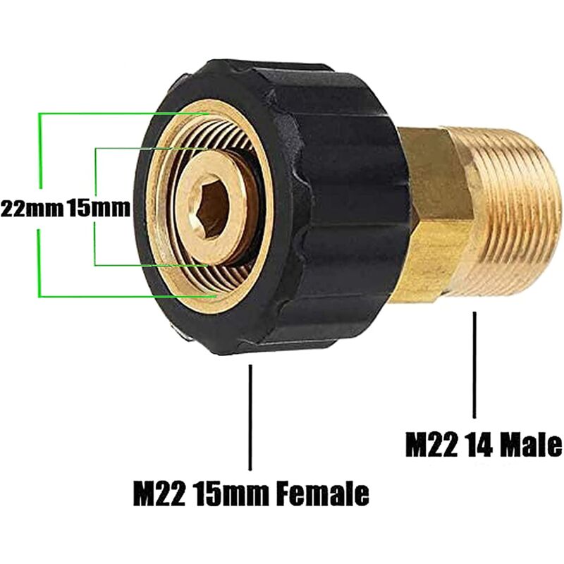 Pressure Washer Connector, M22 X 15Mm Female Thread To M22 X 14Mm Male Thread Quick Connect Pressure Washer Adapter - Image 4