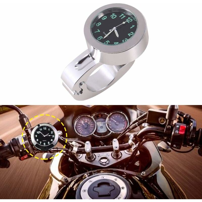 Motorcycle Handlebar Clock, Silver Motorcycle Waterproof Handlebar Glow Mount Clock Watch For Most Motorcycle Cruiser - Image 4