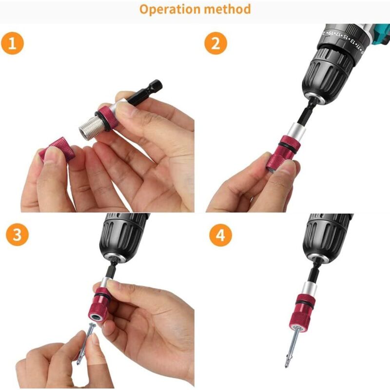 2 pcs Magnetic Bit Holder With Depth Stop 1/4 Inch Screwdriver Chuck Magnetic Drywall Socket Screwdriver Bits For Quick - Image 4