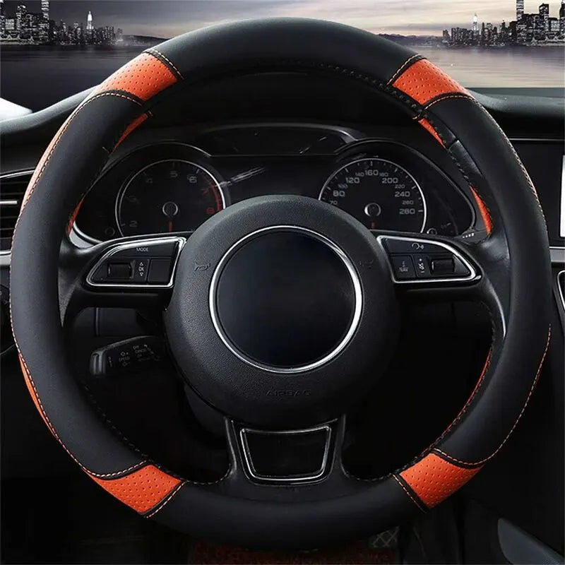 Car Steering Wheel Cover Microfiber Leather Steering Wheel Covers Universal 37-38Cm / 15" Non-Slip Breathable Durable - Image 2