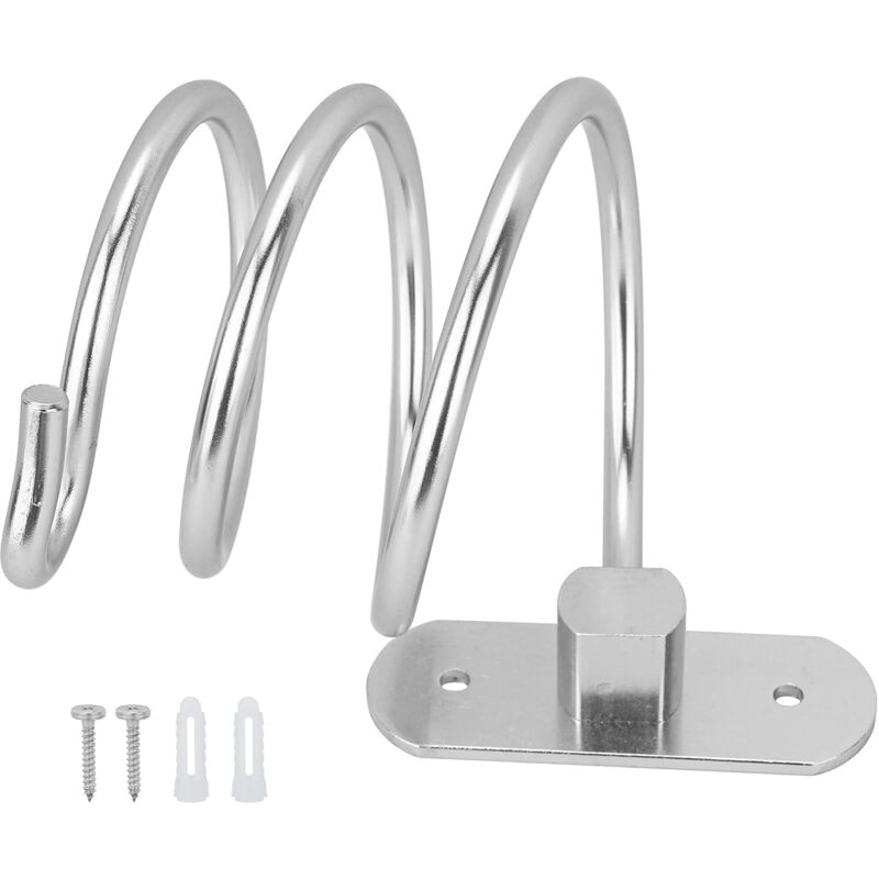Hair Dryer Holder Aluminum Wall Mount Hair Dryer Holder Cable Rack For Kitchen Bathroom Accessories (Silver) - Image 4