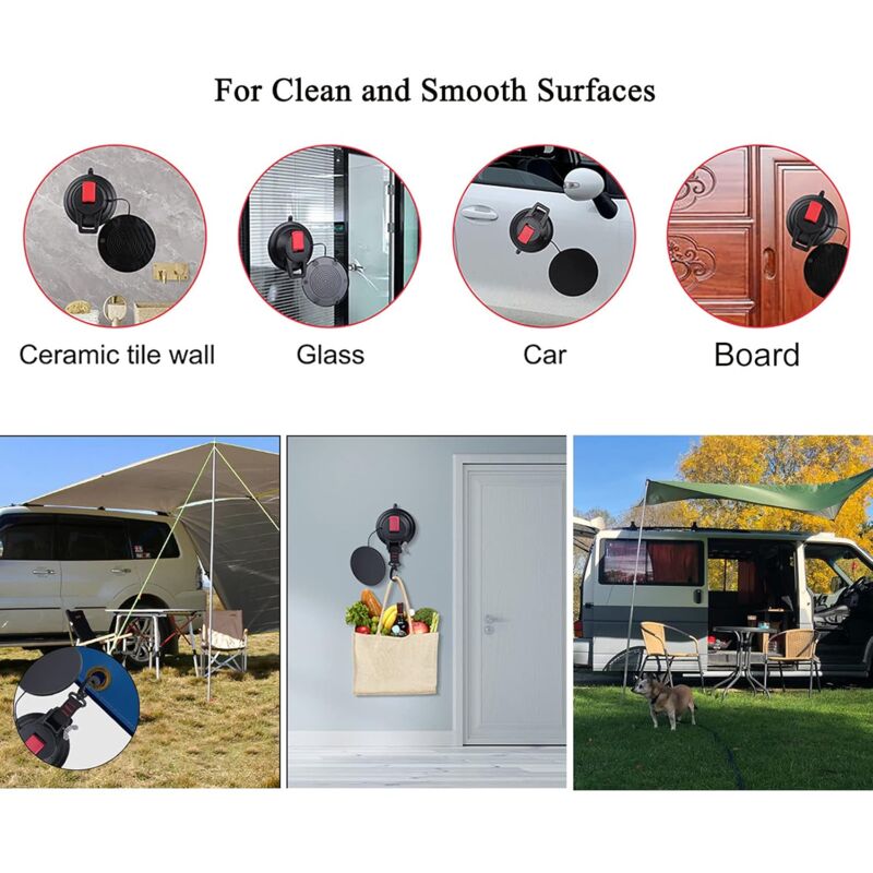 2 pcs Strong Car Anchor Suction Cups With Hook Fixing For Car Side Awning, Boat, Camping, Tarp, Tents, Luggage, Tarps - Image 4