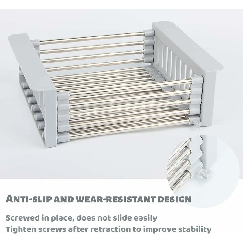 Extendable Sink Drainer, Adjustable Dish Drainer, Stainless Steel Adjustable Dish Drainer, Telescopic Drain Basket Dish - Image 4