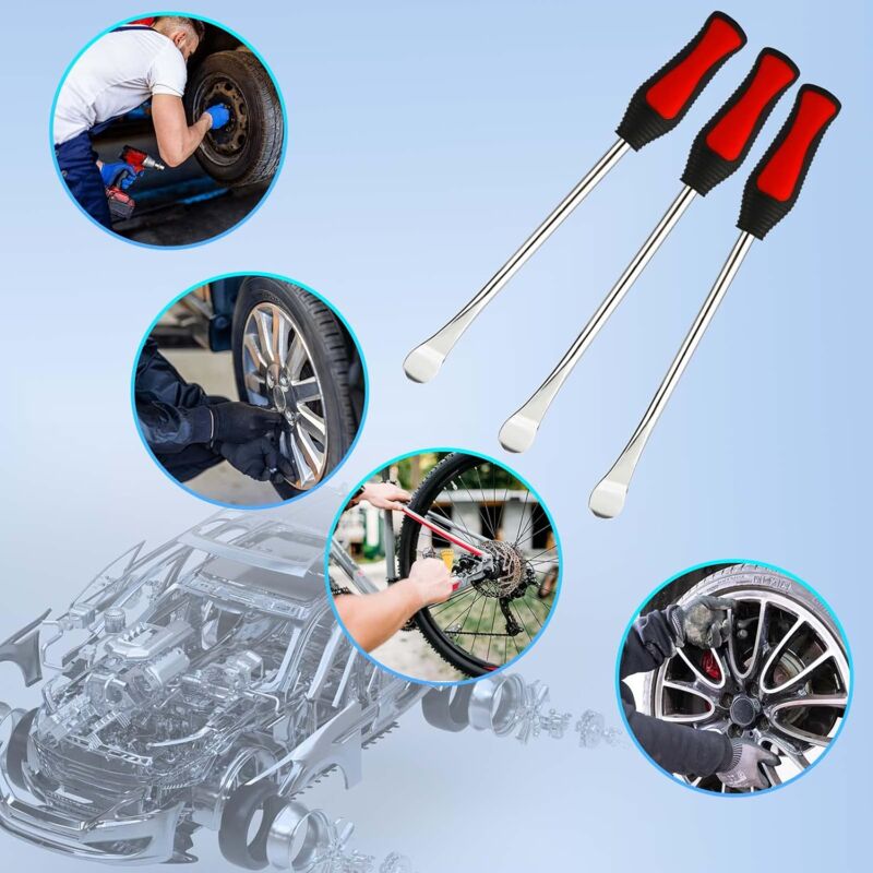 Tire Lever 23 Suits, 3 Tire Levers, 3 Wheel Rim Protectors Tool Kit 10 Tire Valve Caps And Caps For Motorcycle Bike - Image 4