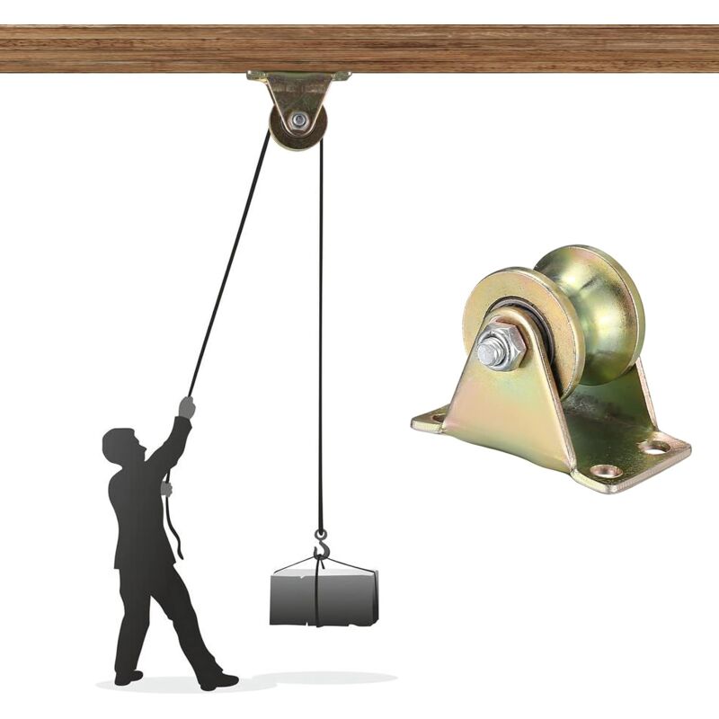 4 pcs Lifting Pulley, U-Groove Caster, Lifting Caster, Groove Wheel Cable Pulleys For ROpes Rail Gate Sliding (U-Groove - Image 4