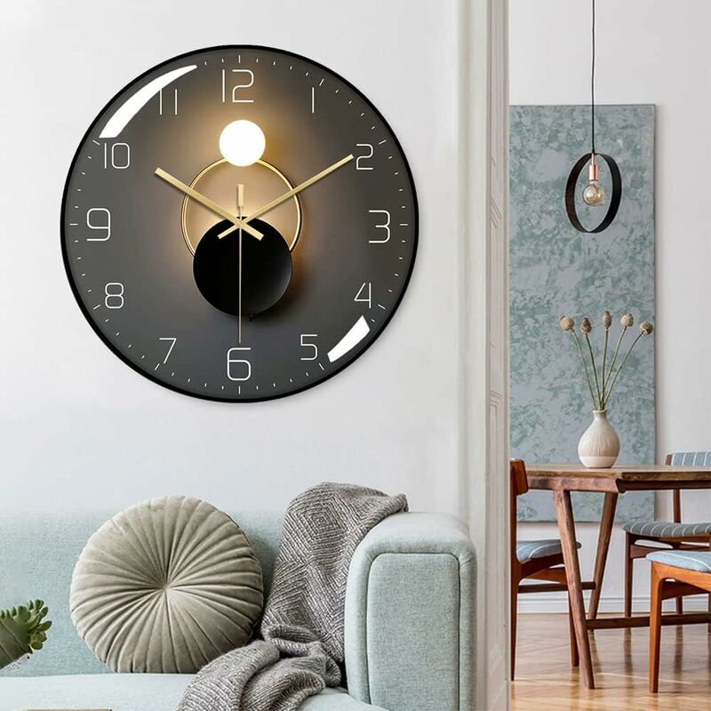 Modern Silent Wall Clock, 30Cm Diameter Wall Clock, ROund Digital Quartz Wall Clock, Suitable For Living ROom, Office, - Image 4