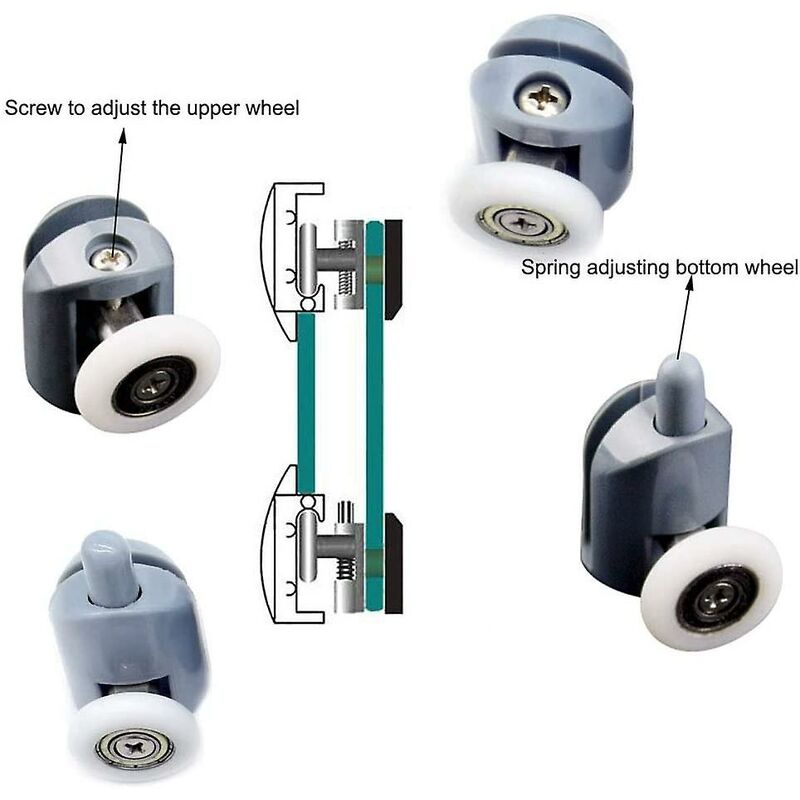 Shower Door ROllers 8 Pieces Shower Door ROllers 23Mm Shower Door ROllers Shower Cabin ROllers For Bathroom, 4 Upper - Image 4