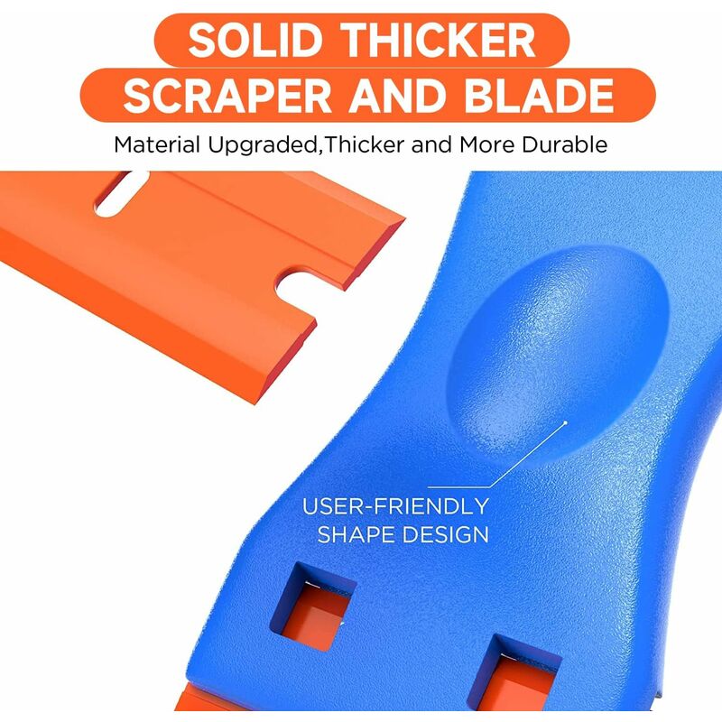 3 Pieces Plastic Scraper With 50 Pieces Plastic Blades Scrapers Ceramic Hob Glass Plate Scraper For Removing Glue - Image 4