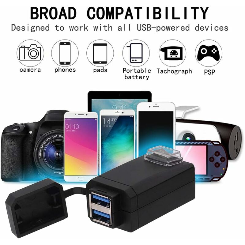 Motorcycle Charger 2 Usb Ports Socket Adapter Quick Charge 3.0 12-24V Usb Mobile Phone Power Charger With Switch For - Image 4