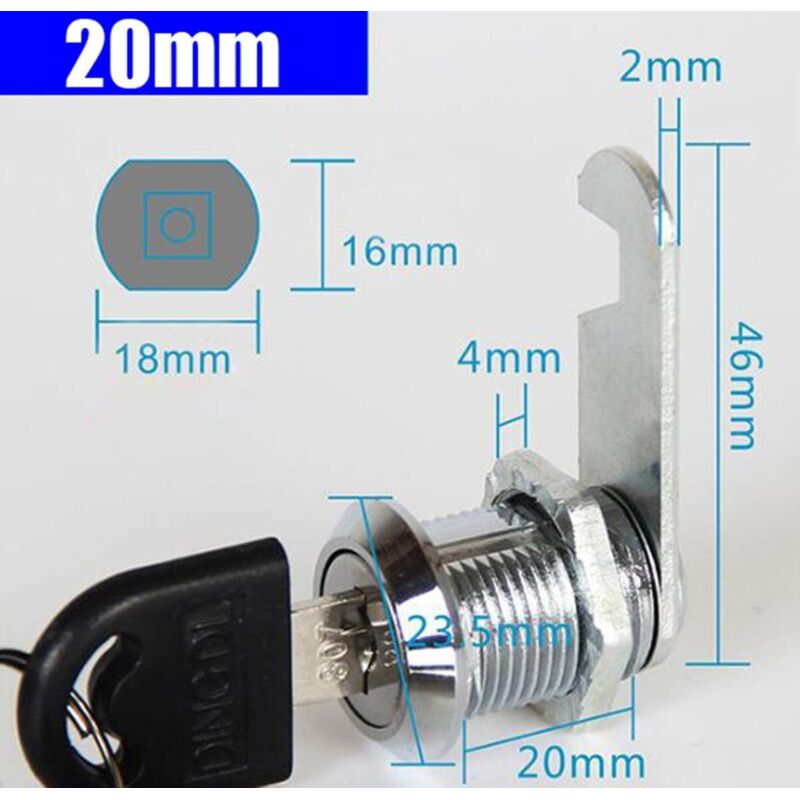 Cam Lock Cylinder, 8 pcs Mailbox Lock With 16 Keys Cabinet Door Lock Cam Lock Barrel For Mailbox Drawer Cabinet - Image 4
