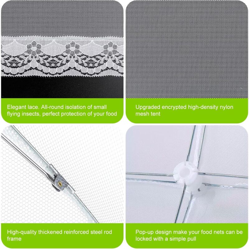 6 pcs Foldable Food Cover Anti-Fly Mesh Food Cover Tent Umbrella Anti-Insect Protection For Bbq Picnic Food,1 Large - Image 4