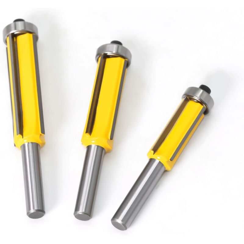 3 pcs ROuter Bit, 4 Flute Shank Copy Cutter With Top Bearing Straight Flush Trim Bit Carbide Woodworking Milling Cutter - Image 4