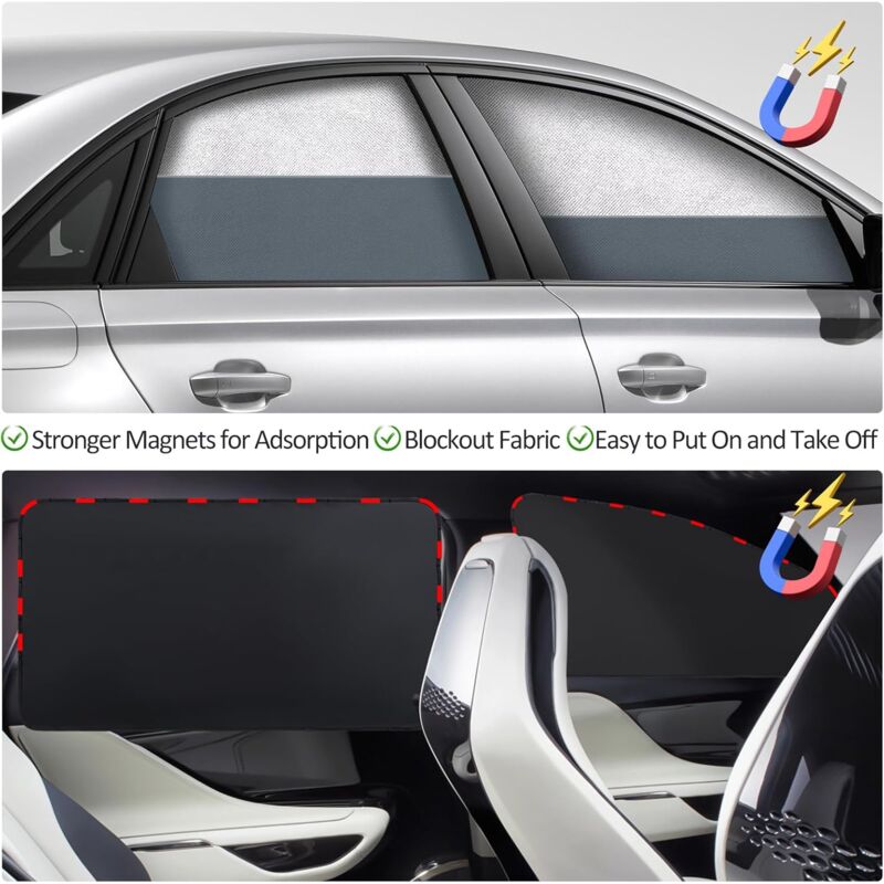 Car Sun Shade - Car Curtain For Baby/Kids/Pets/Adults Car, With Uv Protection, Privacy Protection, Silver - Image 4