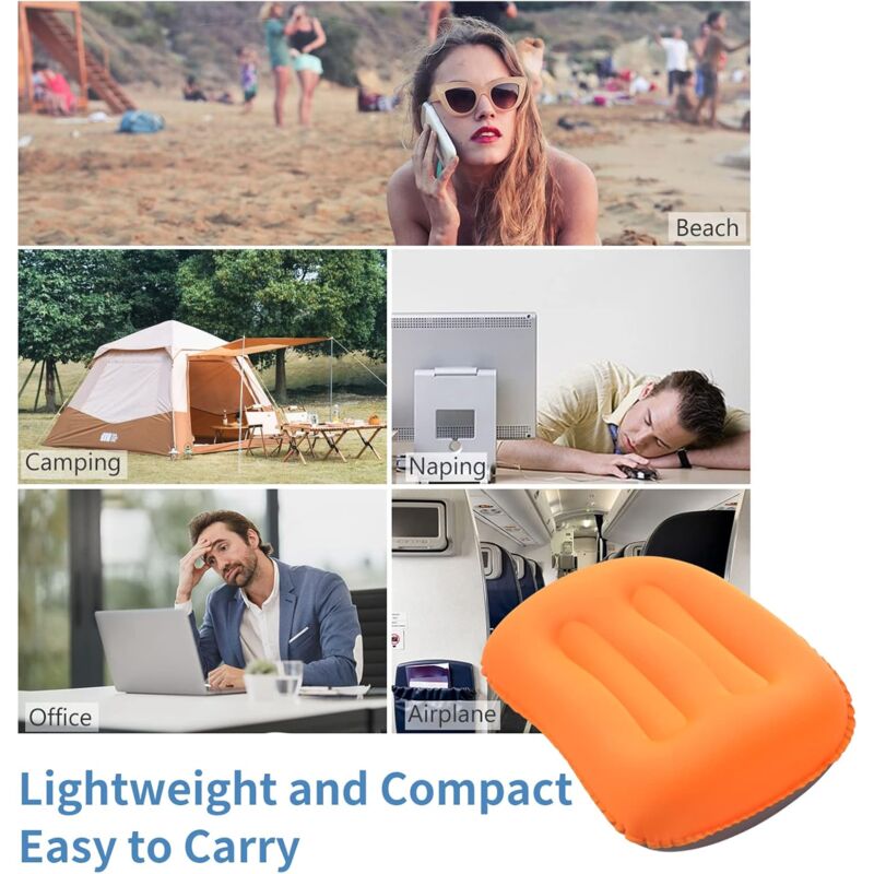 Inflatable Camping Pillows Orange 2 Pack Compact And Ultralight Beach Pillows For Travel, Hiking And Mountaineering - Image 4