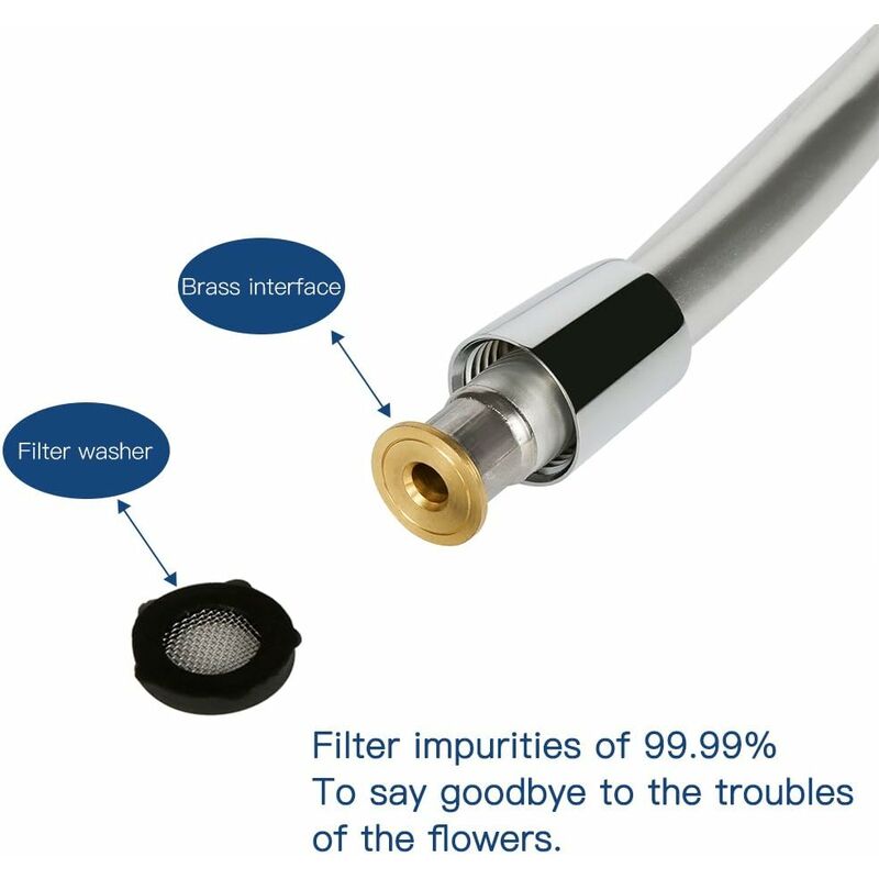 Pvc Shower Bath Hose Extra Replacement Bathroom Extension 1.5M Flexible Hose Handheld Shower Hose (G1/2,1.5M) - Image 4